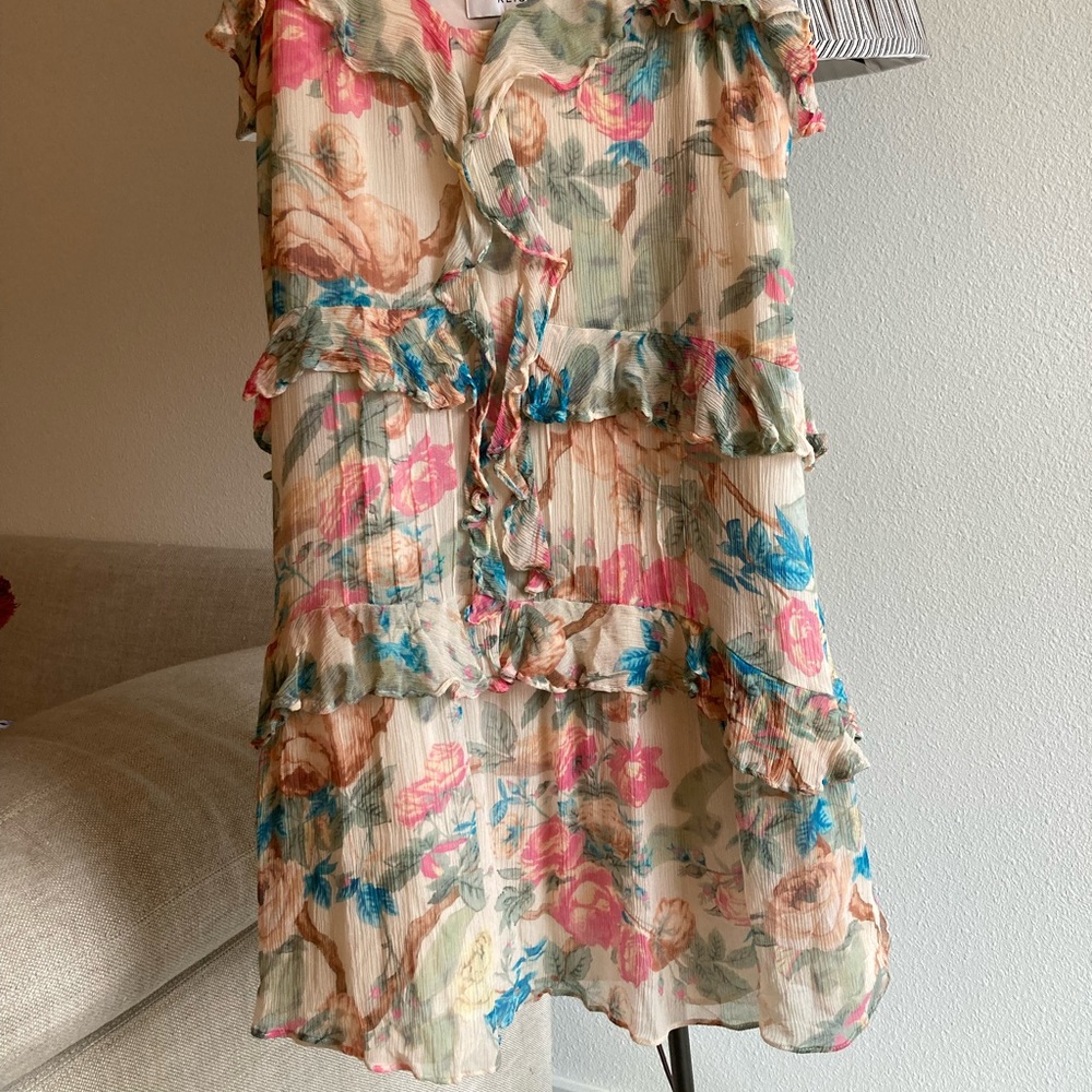 Reiss Chiffon Floral Ruffle Mini Dress - Picture 5 of 5